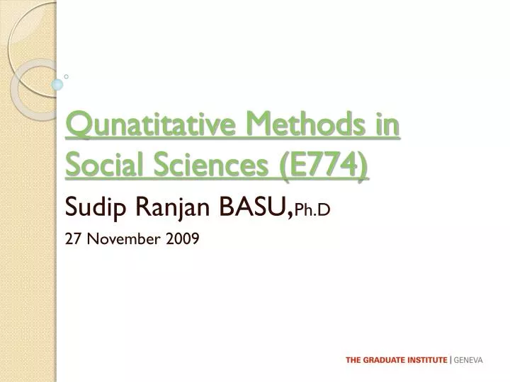 qunatitative methods in social sciences e774