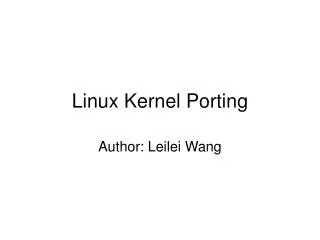 Linux Kernel Porting