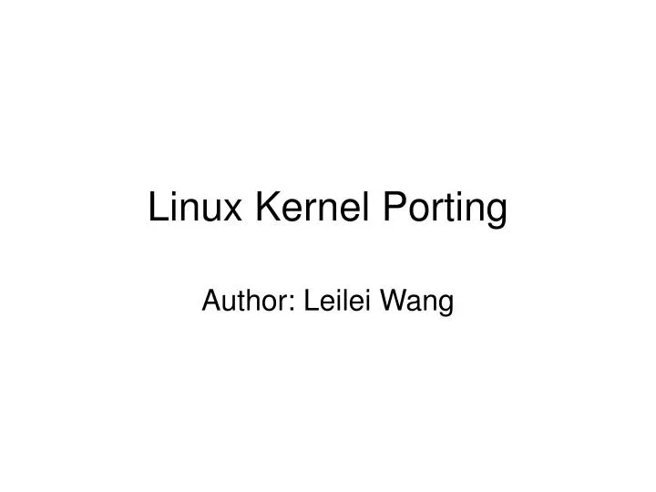 linux kernel porting