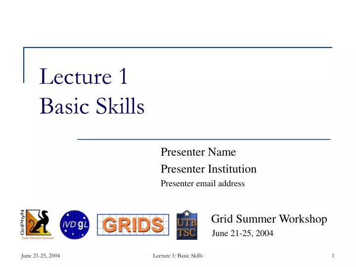 lecture 1 basic skills