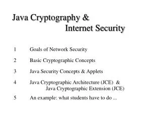 Java Cryptography &amp; 			 Internet Security