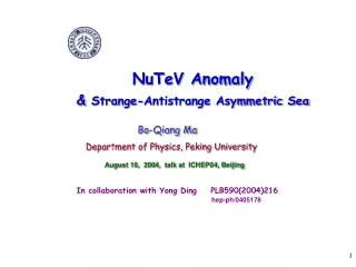NuTeV Anomaly &amp; Strange-Antistrange Asymmetric Sea
