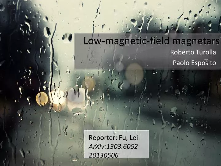 low magnetic field magnetars