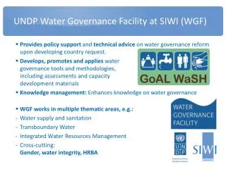 UNDP Water Governance Facility at SIWI (WGF)