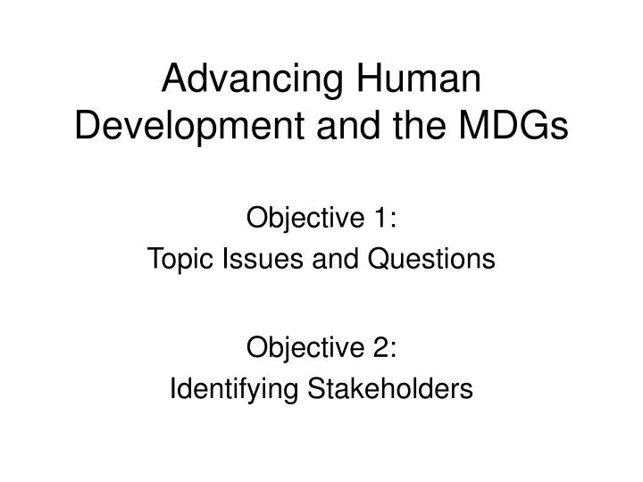advancing human development and the mdgs
