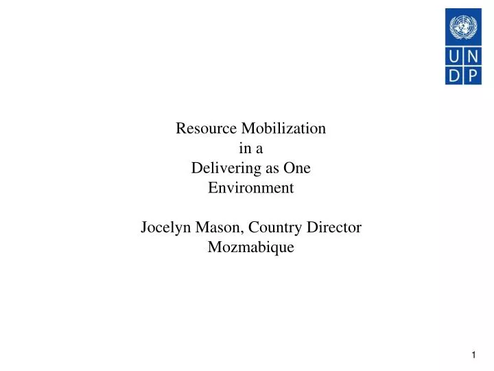 resource mobilization in a delivering as one environment jocelyn mason country director mozmabique