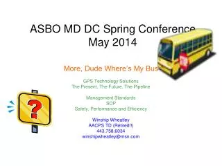 ASBO MD DC Spring Conference May 2014