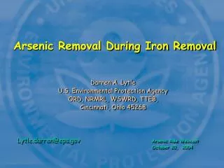 Arsenic Removal During Iron Removal