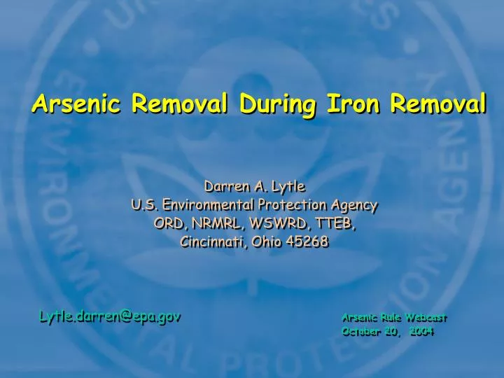 arsenic removal during iron removal