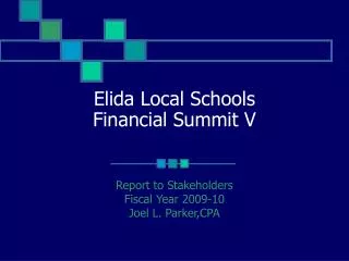 Elida Local Schools Financial Summit V