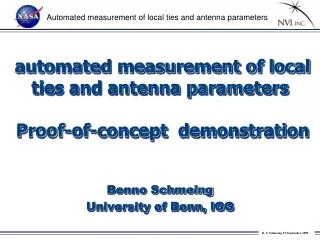 automated measurement of local ties and antenna parameters Proof-of-concept demonstration