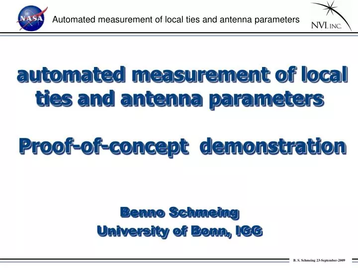 automated measurement of local ties and antenna parameters proof of concept demonstration