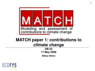 MATCH paper 1: contributions to climate change SB-23 17 May 2006