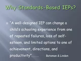 Why Standards-Based IEPs?