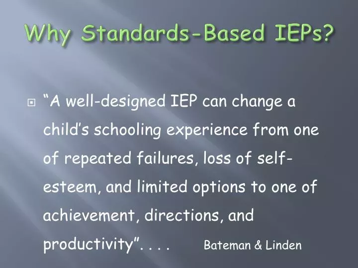 why standards based ieps