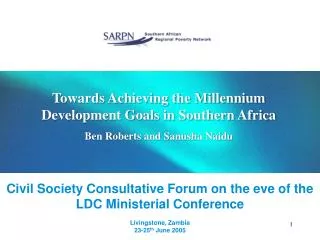 Civil Society Consultative Forum on the eve of the LDC Ministerial Conference Livingstone, Zambia