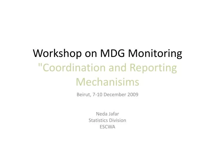 workshop on mdg monitoring coordination and reporting mechanisims
