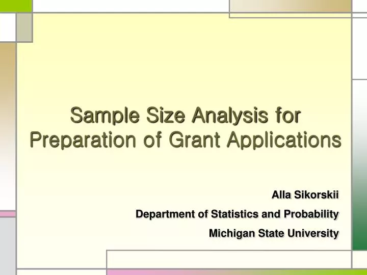 sample size analysis for preparation of grant applications