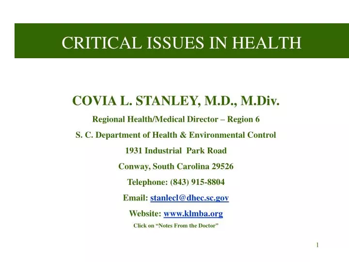 critical issues in health