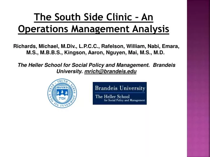 the south side clinic an operations management analysis