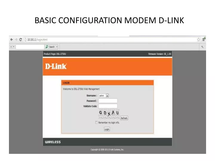 basic configuration modem d link