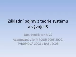 z kladn pojmy z teorie syst mu a v voje is