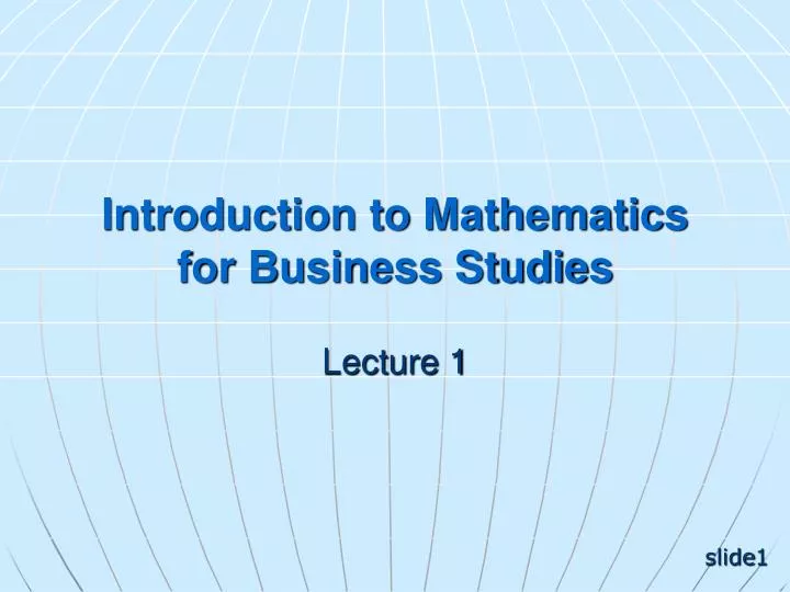 introduction to mathematics for business studies