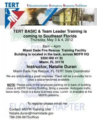 TERT BASIC &amp; Team Leader Training is coming to Southeast Florida