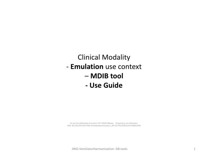 clinical modality emulation use context mdib tool use guide