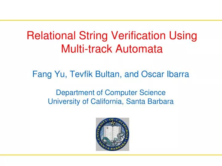 relational string verification using multi track automata