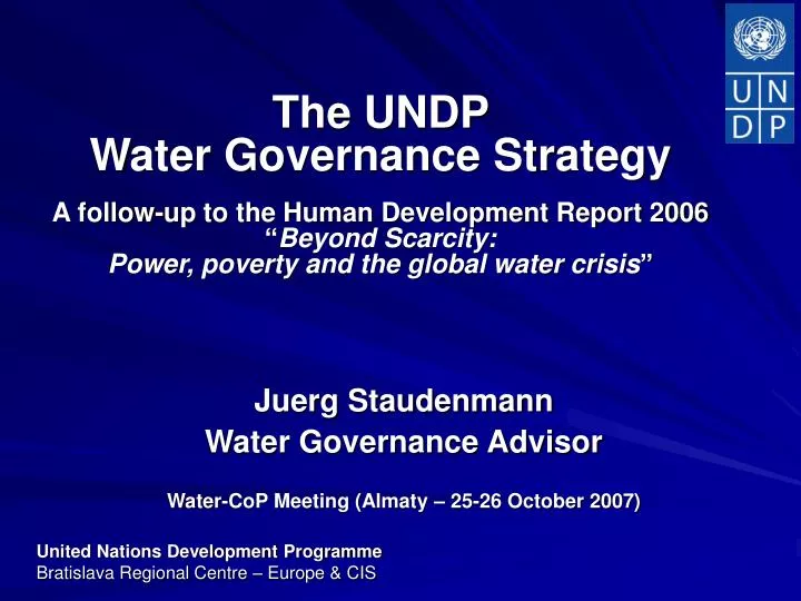juerg staudenmann water governance advisor water cop meeting almaty 25 26 october 2007