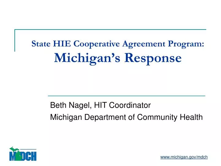state hie cooperative agreement program michigan s response