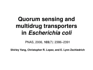 Quorum sensing and multidrug transporters in Escherichia coli