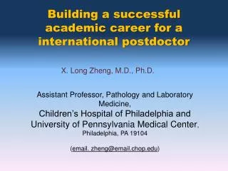 Building a successful academic career for a international postdoctor