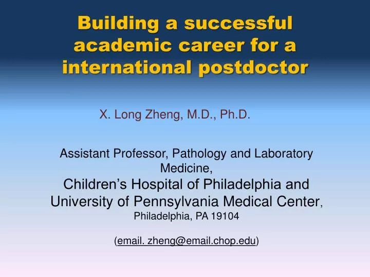 building a successful academic career for a international postdoctor