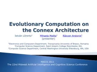 Evolutionary Computation on the Connex Architecture