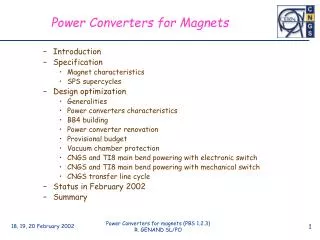 Power Converters for Magnets