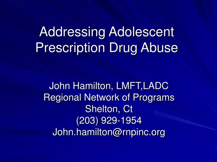 addressing adolescent prescription drug abuse