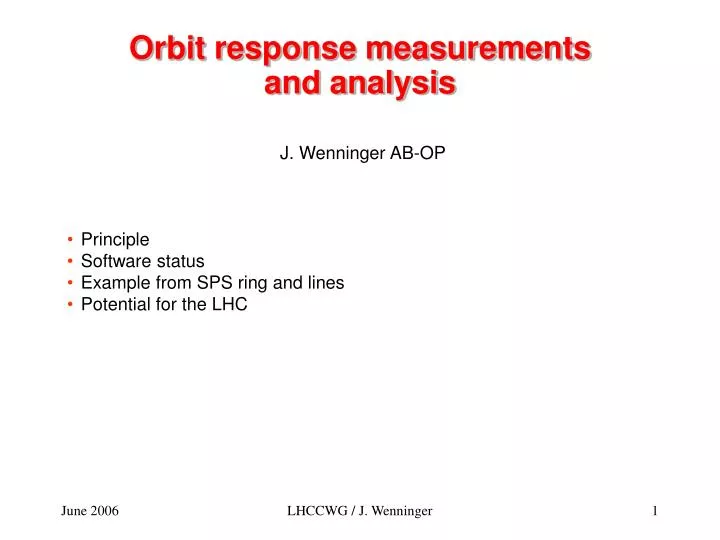 orbit response measurements and analysis