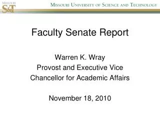 Faculty Senate Report