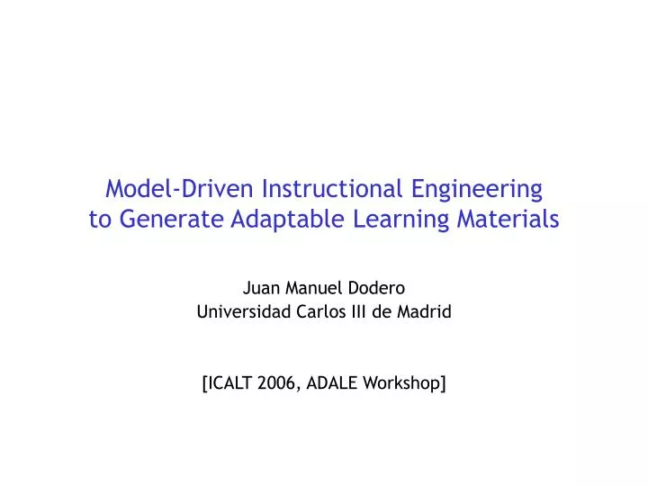 model driven instructional engineering to generate adaptable learning materials