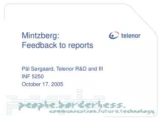 Mintzberg: Feedback to reports