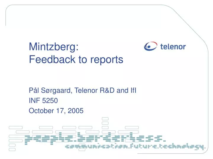 mintzberg feedback to reports