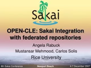 OPEN-CLE: Sakai Integration with federated repositories