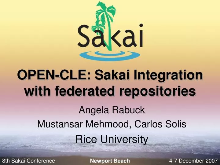 open cle sakai integration with federated repositories