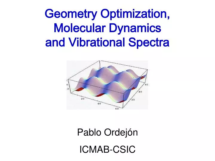geometry optimization molecular dynamics and vibrational spectra
