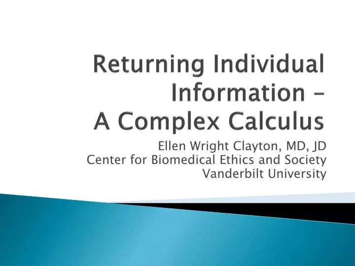 returning individual information a complex calculus