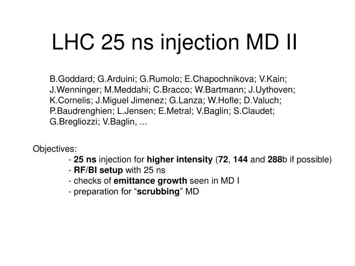 lhc 25 ns injection md ii