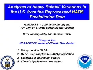 Analyses of Heavy Rainfall Variations in the U.S. from the Reprocessed HADS Precipitation Data