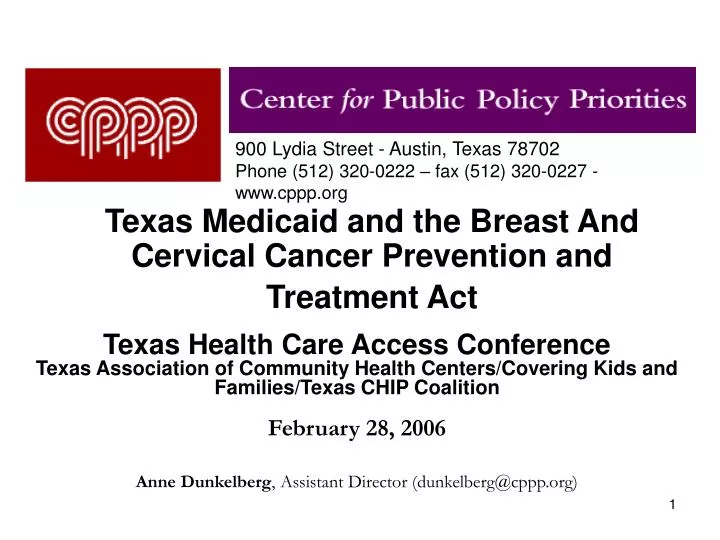 texas medicaid and the breast and cervical cancer prevention and treatment act